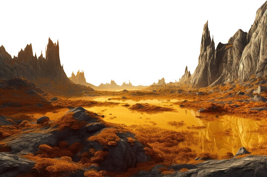 isolated yellow alien planet. Transparent PNG 