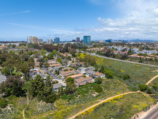 Obraz premium Aerial view over houses and condos in San Diego, California, USA