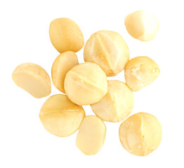 Peeled macadamia nuts, transparent background