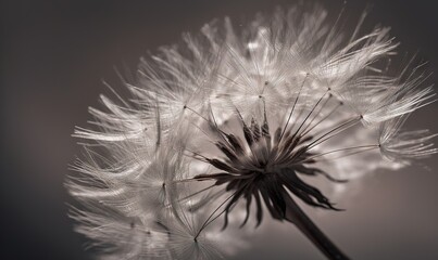  a close up of a dandelion with a black and white background.  generative ai