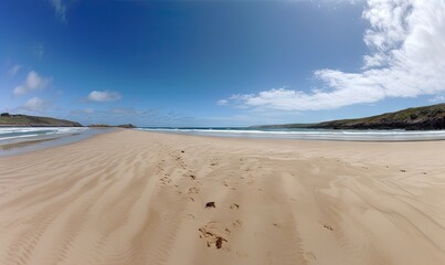 Fototapeta na wymiar a sandy beach with a few waves coming in to shore. generative ai