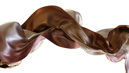 Peach silk fabric design element, 3d rendering silk cloth material flying in the wind. Waving satin cloth isolated on transparent PNG background