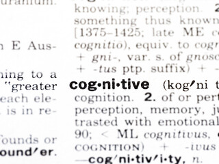 Closeup of the word cognitive in the dictionary