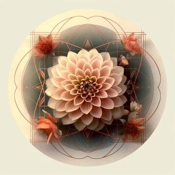 Vintage flowers mandala. AI generated