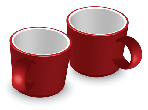 two red coffee cups - vector illustration