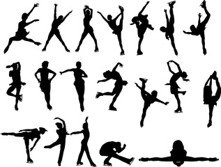 Fototapeta na wymiar Figure skating silhouettes