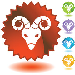 Set of 3D zodiac label icons - Aries.