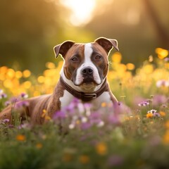 Serene American Staffordshire Terrier in a Meadow