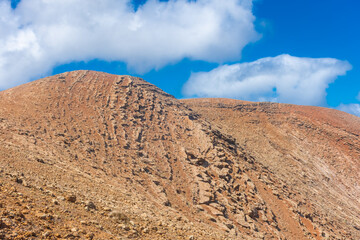 Panorama of Caldera Blanca volcano in Lanzarote, Canary Islands,  Spain