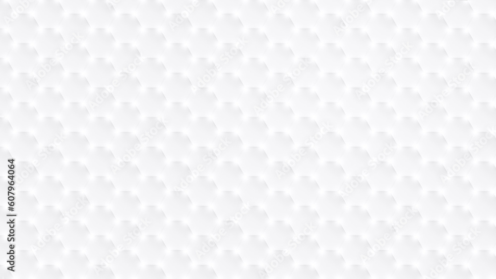 Poster glowing and bright white and light gray hexagons on white. abstract and modern hexagonal pattern bac