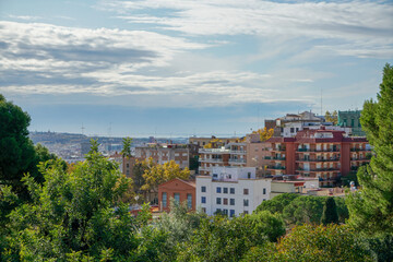 Fototapeta na wymiar Beautiful view from Park Guell in Barcelona, Spain