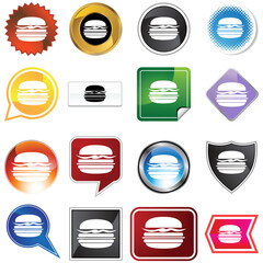 Burger icon set isolated on a white background.