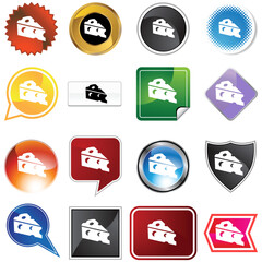 Fototapeta premium Cheese wedge icon set isolated on a white background.