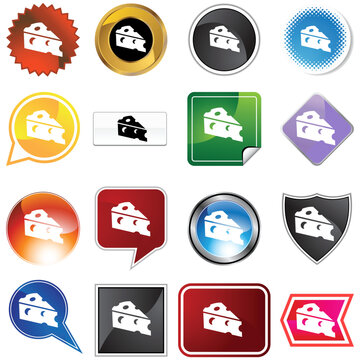 Cheese wedge icon set isolated on a white background.