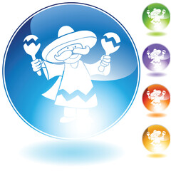 Maraca player crystal icon isolated on a white background.