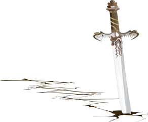Sword left in the ground formed a crack in it