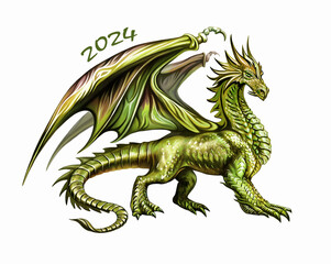 Obraz premium Green Dragon, a symbol of 2024