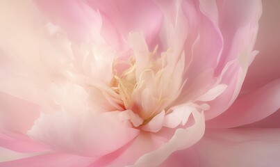  a close up of a pink flower with a white center and a yellow stamen in the middle of the center of the flower, with a soft pink background.  generative ai