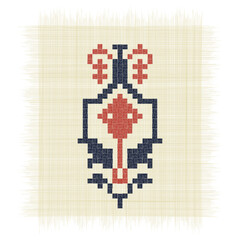 Dragon Fly , Palestinian embroidery Tatreez symbol drawing over white background