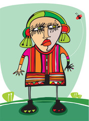 Cute angry girl outdoors