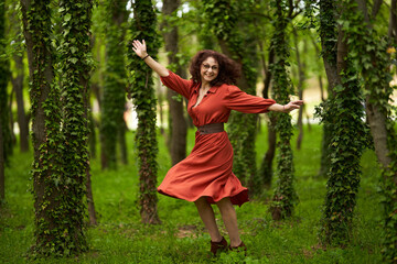 Candid of a mature curly hair redhead woman