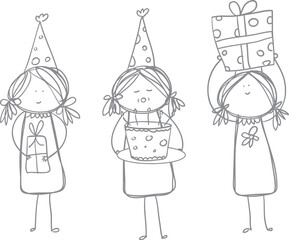 Illustration of a Girl holding birthday present