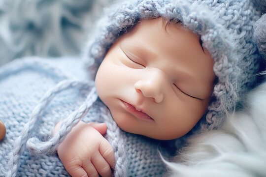 newborn baby boy. Generative AI.