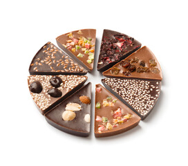 Chocolate pizza isolated on white background