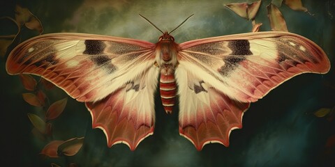 AI Generated. AI Generative. photo realistic illustration of A macro of a rare beautiful lunar moth. Graphic Art