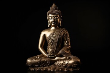 Buddha Statue: Radiance amidst a Dark Background