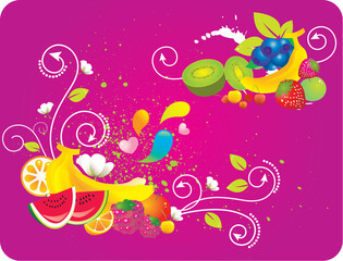 Fototapeta premium fashion fruits pattern design background.