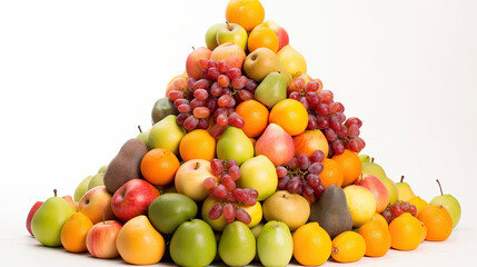 Fruit pyramid on a white background. Isolated. Studio shot.