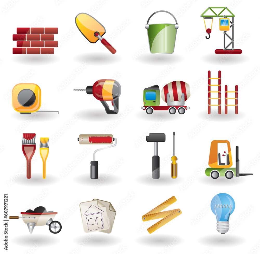Poster construction and building vector icon set. easy to edit vector image.