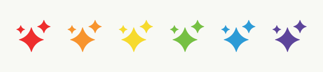 Rainbow stars, shine. Pride icon. Color vector. LGBT Lesbian gay bisexual transgender concept. Party, ligth symbol