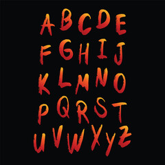 vector gradient alphabet, set of letters, hand drawn letters