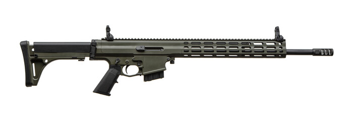 Modern automatic rifle isolated on white. Weapons for police, special forces and the army....