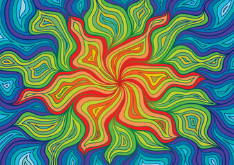 Vector pattern including ethnic Australian motive with multicolored typical elements
