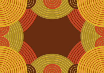 Vector frame including ethnic Australian motive with multicolored typical elements