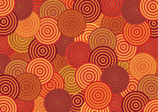 Vector pattern including ethnic Australian motive with multicolored typical elements