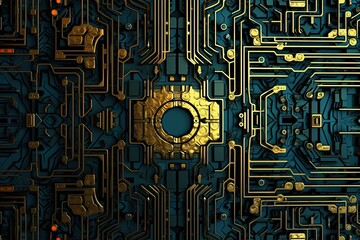 Electronic circuits background, texture of technological circuits, circuit board, Generative AI
