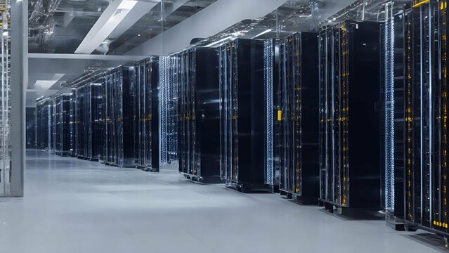 A data center with rows of servers