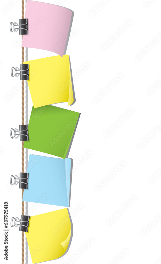 Poster row of multi coloured memo notes. please check my portfolio for more illustrations.