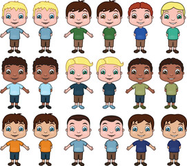 This is a set of little boys in a variety of hairstyles and ethnicities.