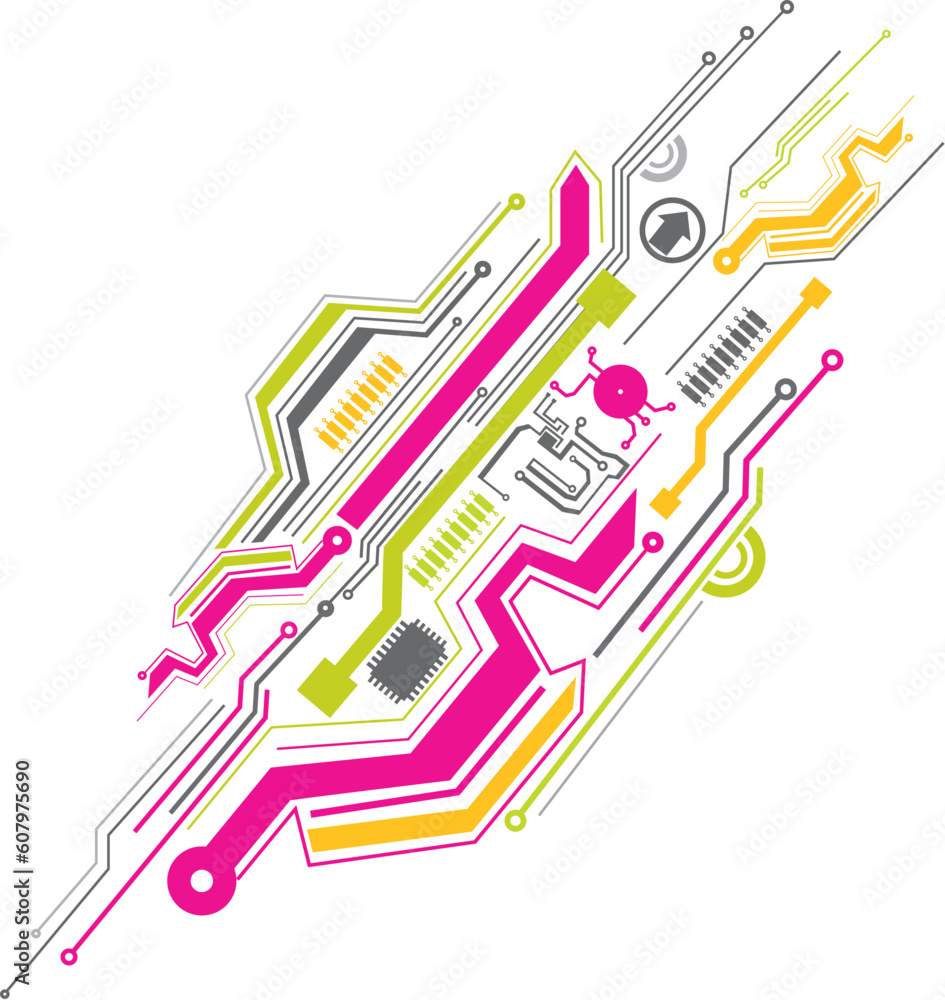 Poster creative brain circuit pattern design.