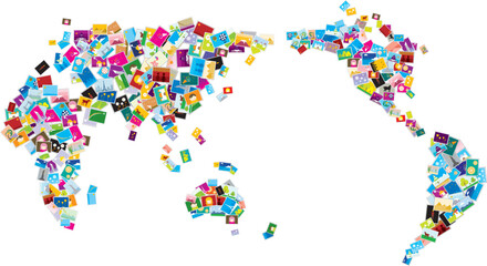 The world map is made up of plenty number of photos
