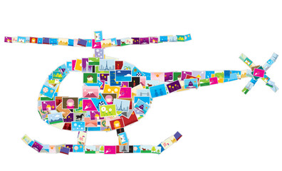 The helicopter is made up of plenty number of photos