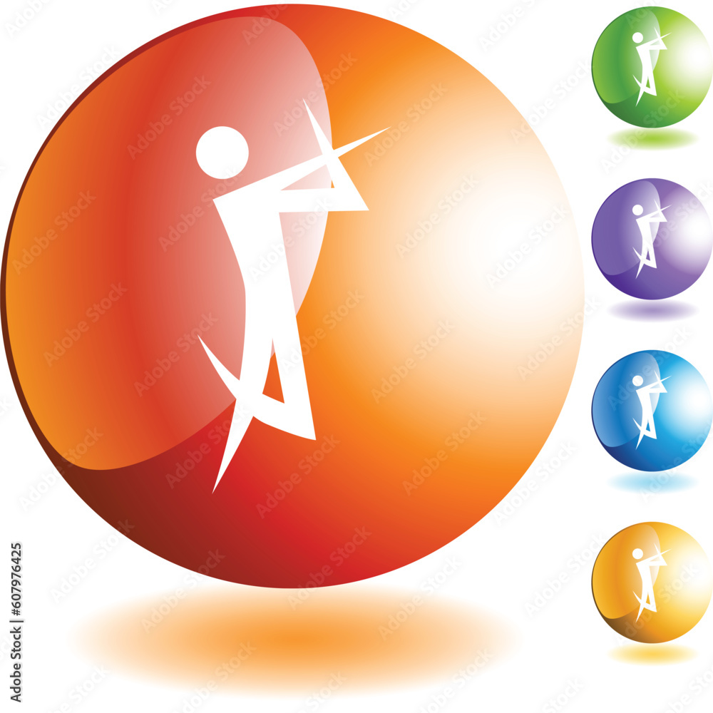 Poster action posing stick figure isolated web icon on a background.