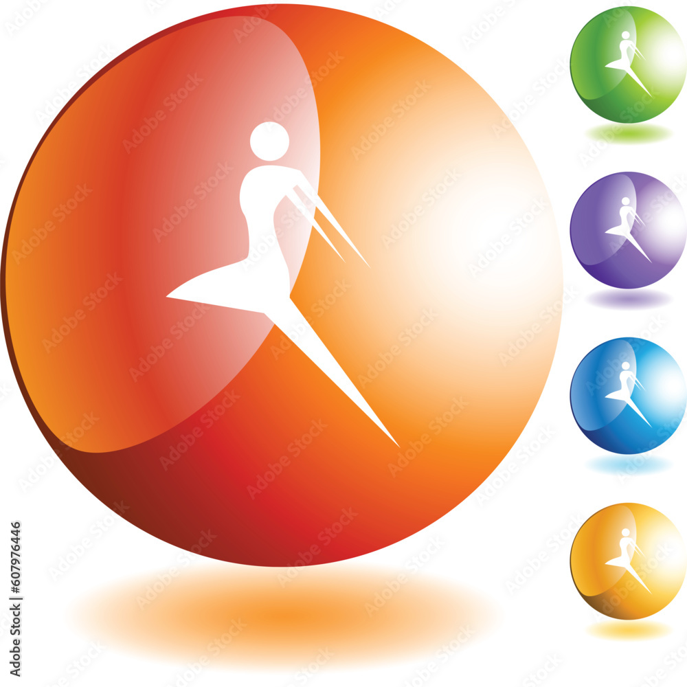 Poster action posing stick figure isolated web icon on a background.