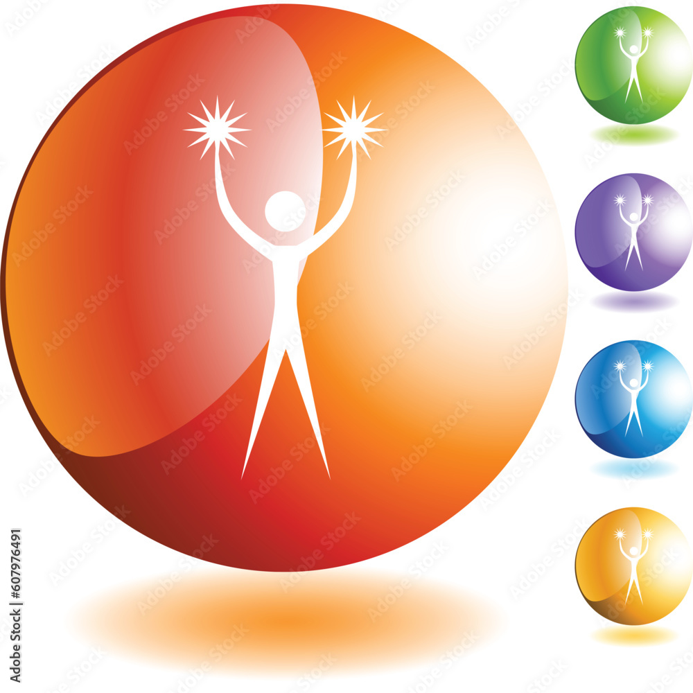 Aufkleber action posing stick figure isolated web icon on a background.
