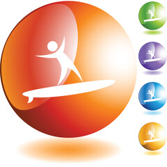 Surfer icon button symbol isolated on a background.